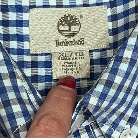 Men’s Timberland Button Down Dress Shirt Blue Plaid XL - Picture 4 of 8